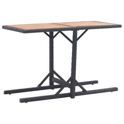 vidaXL Sodo stalas, Juoda, akacijos medienos masyvas, poliratanas