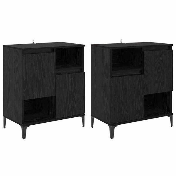 vidaXL &Scaron;oninės lentynos 2 pcs Juodas ąžuolas 60 x 35 x 70 cm