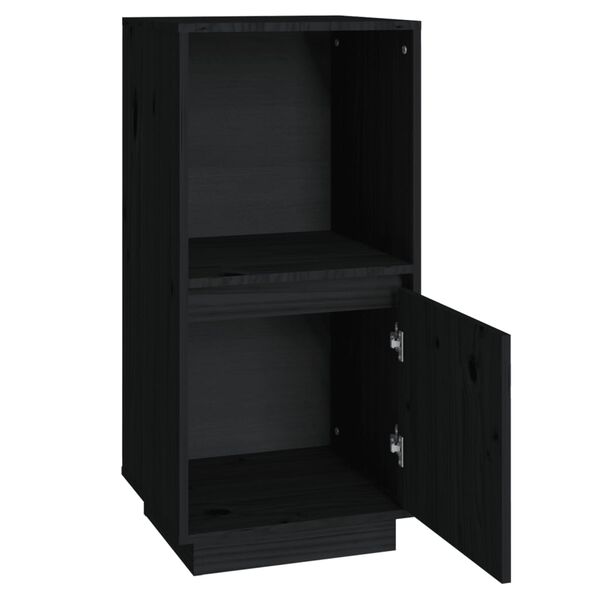 vidaXL Šoninė spintelė, juoda, 38x35x80cm, pušies medienos masyvas