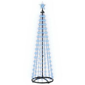 vidaXL LED kūginė kalėdinė eglutė 180 cm 250 LED Mėlyna Plienas Balta