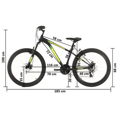 vidaXL Kalnų dviratis, juodas, 21 greitis, 27,5 colių ratai
