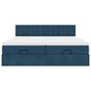 vidaXL Osmanų lovos rėmas su čiužiniais, mėlynas, 200x200cm, aksomas