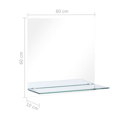 vidaXL Sieninis veidrodis su lentyna, 60x60cm, grūdintas stiklas
