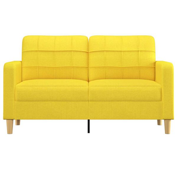 vidaXL Dvivietė sofa, šviesiai geltonos spalvos, 140cm, audinys