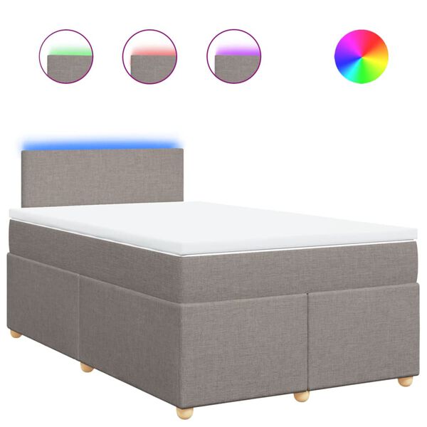 vidaXL Lova su spyruoklėmis ir čiužiniu, taupe, 120x200 cm, audinys