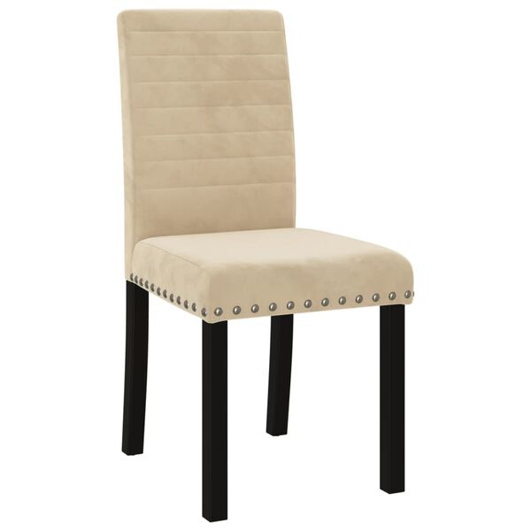 vidaXL Valgomojo kėdės, 2vnt., kreminės spalvos, aksomas