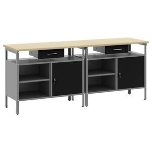 vidaXL Darbastalio komplektas 2 pcs Juoda ir pilka 200 x 55 x 85 cm