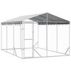 vidaXL Lauko voljeras &scaron;unims su stogu, sidabrinis, 3x4,5x2,5m, plienas