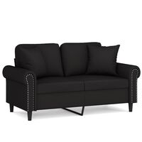vidaXL Dvivietė sofa su pagalvėlėmis, juodos spalvos, 120cm, aksomas