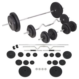 vidaXL &Scaron;tangos ir hantelių rinkinys, 90 kg