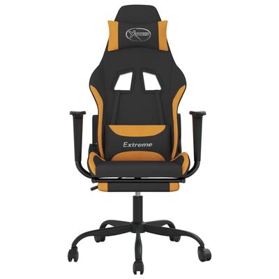 vidaXL Masažinė žaidimų kėdė su pakoja, juoda ir oranžinė, audinys