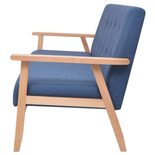 vidaXL Sofos komplektas, 3 dalių, mėlynos spalvos, audinys