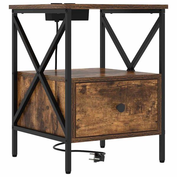 vidaXL &Scaron;alia lovos spintelė Rūkyta ąžuolas 41,5 x 40,5 x 55 cm