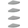 vidaXL Pakabinamos kampinės lentynos, 4vnt., pilkos, 25x25x3,8cm, MDF
