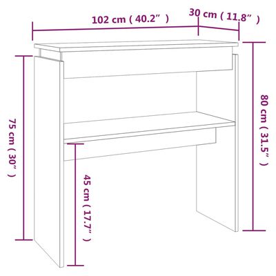 vidaXL Konsolinis staliukas, pilkas ąžuolo, 102x30x80cm, mediena