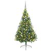 vidaXL Dirbtinis prie&scaron;&scaron;ventinis eglutė su &scaron;viesomis Žalia 210 cm PVC