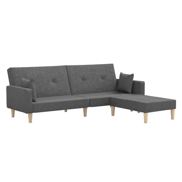 vidaXL Dvivietė sofa-lova su pakoja, &scaron;viesiai pilkos spalvos, audinys