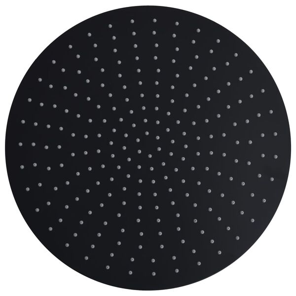 vidaXL Lietaus du&scaron;o galvutė, juoda, 40cm, nerūdijantis plienas