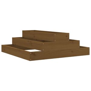 vidaXL Lovelis, medaus rudas, 80x80x27cm, pu&scaron;ies medienos masyvas