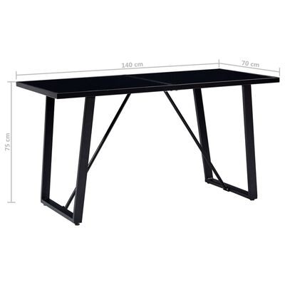 vidaXL Valgomojo stalas, juodas, 140x70x75cm, grūdintas stiklas