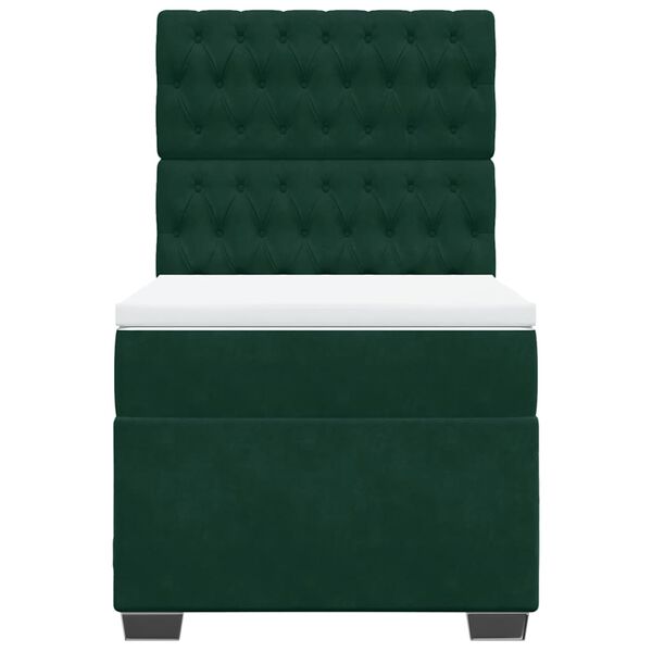 vidaXL Lova su spyruoklėmis ir čiužiniu, žalia, 80x200cm, aksomas