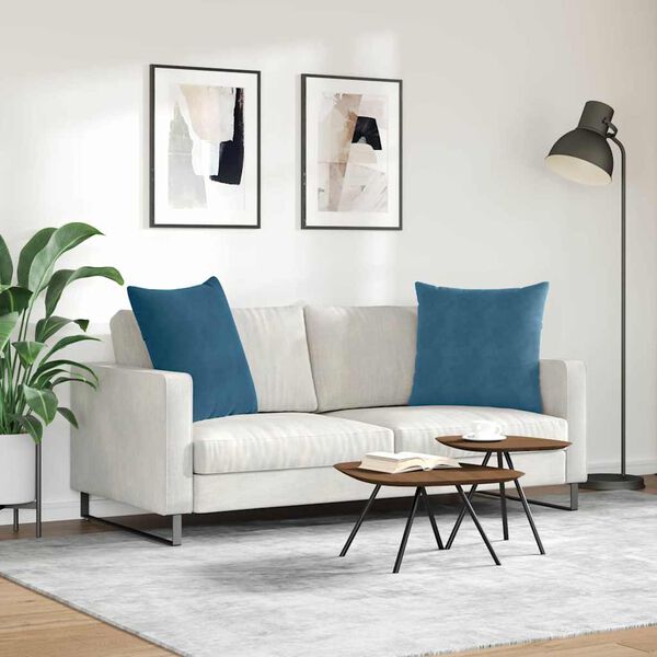 vidaXL Sofa Pagalvės 2 pcs Mėlyna 80 x 80 cm Kordūrinis audinys