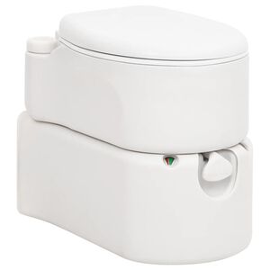 vidaXL Integruotas stovyklavimo tualetas, baltas, 24+17l, HDPE/emalis