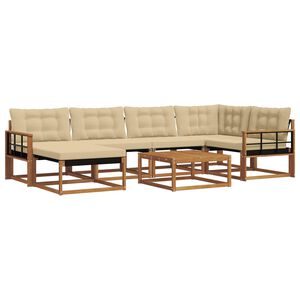 vidaXL Lauko sofos komplektas su pagalve 19 pcs Natūralus ir bežinis