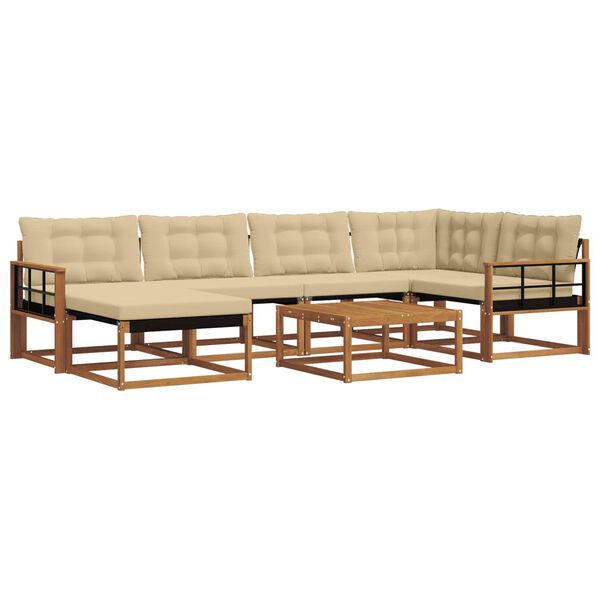 vidaXL Lauko sofos komplektas su pagalve 19 pcs Natūralus ir bežinis