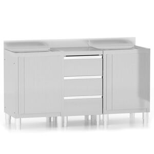 vidaXL Komercinės virtuvės spintelės, 3 vnt., nerūdijantis plienas