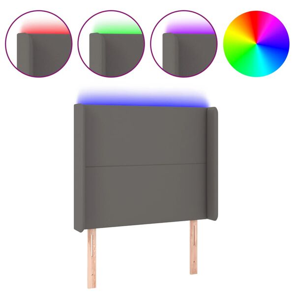 vidaXL Galvūgalis su LED, pilkos spalvos, 83x16x118/128 cm