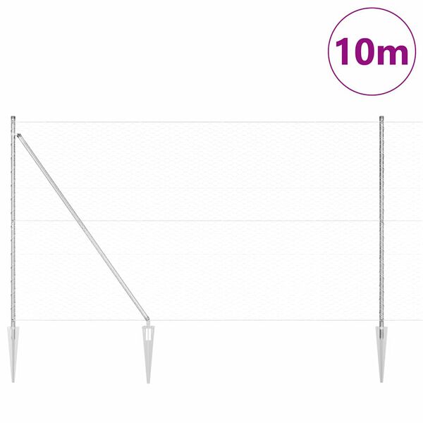 vidaXL Tvorelės stulpas Sidabro 10 x 1,6 m (36 mm tinklas) Plienas