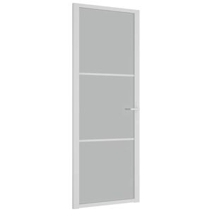 vidaXL Vidaus durys, baltos, 76x201,5cm, matinis stiklas ir aliuminis