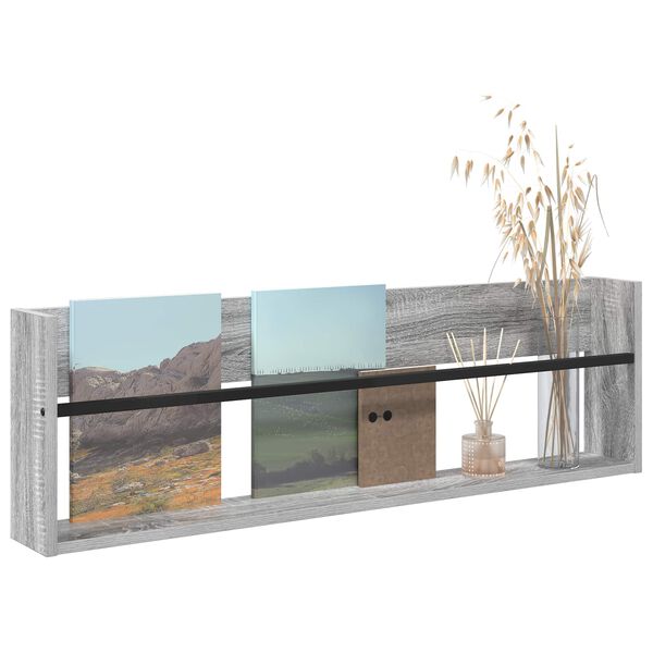 vidaXL Žurnalų stovas Pilkas Sonoma 100 x 12 x 30 cm Apdirbta mediena