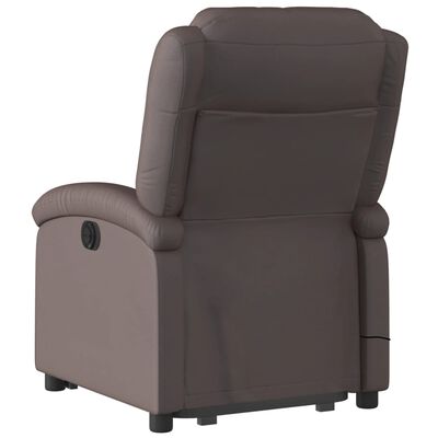 vidaXL Atsistojantis elektrinis masažinis krėslas, rudas, tikra oda