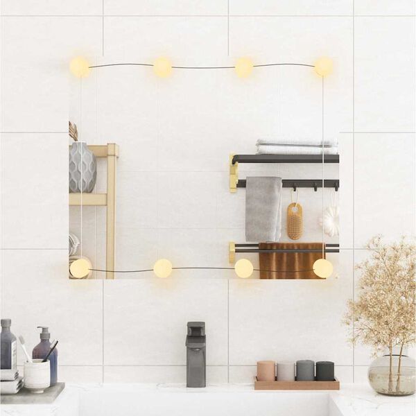 vidaXL Sieninis veidrodis su LED lemputėmis, 50x60cm, stiklas