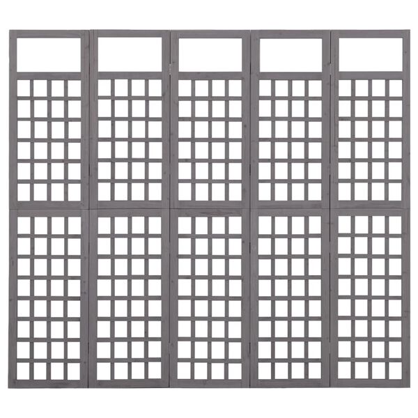 vidaXL Kambario pertvara/treliažas, 5 dalių, pilka, 201,5x180cm, eglė