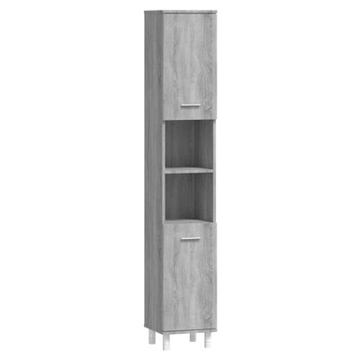 vidaXL Vonios spintelė, pilka ąžuolo, 30x30x179cm, apdirbta mediena