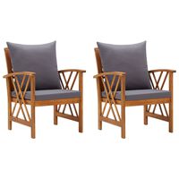 vidaXL Sodo kėdės su pagalvėlėmis, 2vnt., akacijos medienos masyvas