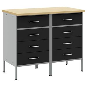 vidaXL Darbo spinta su stalčių 2 vnt. Juoda ir pilka 100 x 55 x 85 cm