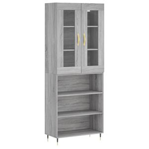 vidaXL Komoda, pilkos ąžuolo spalvos, 69,5x34x180cm, apdirbta mediena