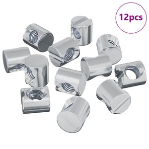vidaXL Cilindrinės veržlės 12 pcs Sidabro M6 x 12 mm Metalas