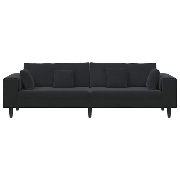 vidaXL Aksominė sofa su pagalve Juoda 208 cm Aksomas