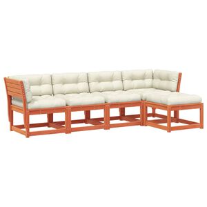 vidaXL Sodo komplektas su pagalvėlėmis, 5 dalių, va&scaron;ko rudas, pu&scaron;is