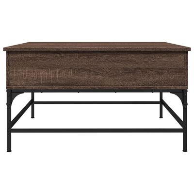 vidaXL Kavos staliukas, rudas ąžuolo, 80x80x45cm, mediena ir metalas