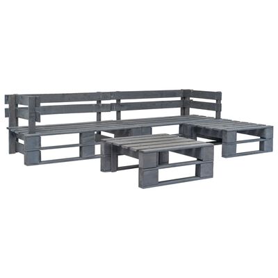vidaXL Sodo baldų komplektas iš palečių, 4 dalių, pilkas, mediena