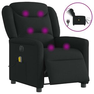 vidaXL Elektrinis atlo&scaron;iamas masažinis krėslas, juodas, audinys