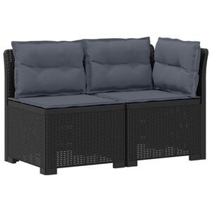 vidaXL 2-Vietis Sodo Sofas su Pagalvėlėmis, Atrodo kaip Ratano PP