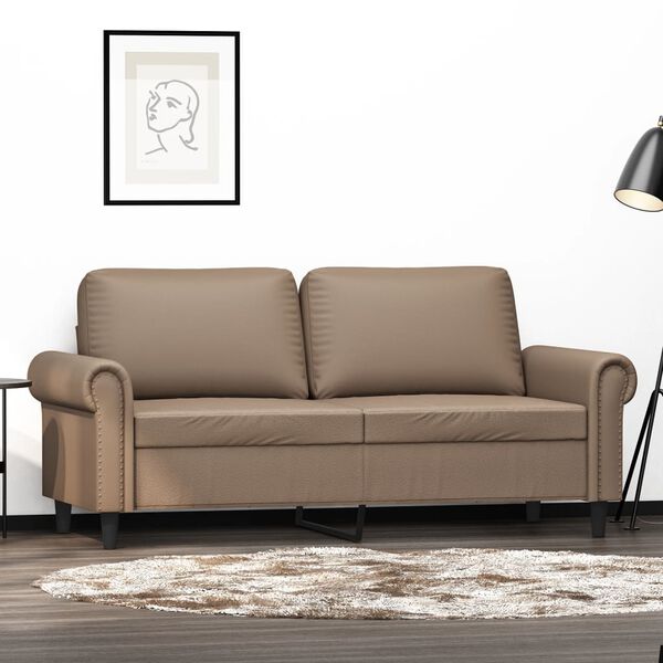 vidaXL Dvivietė sofa, kapučino spalvos, 140cm, dirbtinė oda