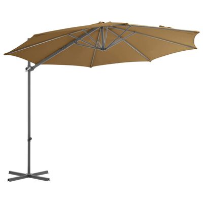 vidaXL Gem. form. saulės skėtis su plien. stulp., taupe sp., 300cm